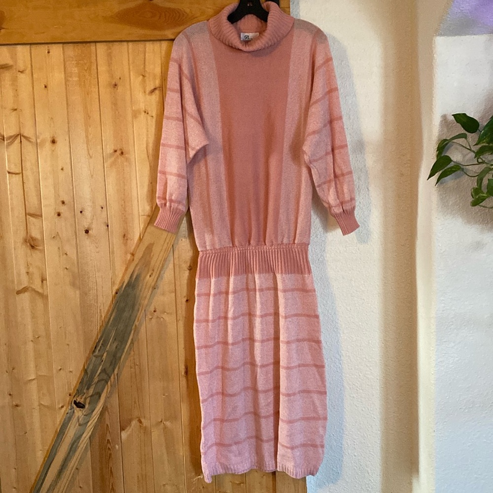 Darian Vintage Knitted Dress Pink Stripes